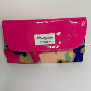 Shoshanna Pink and Multicolor Abstract makeup bag